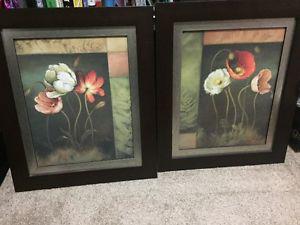 2 Framed Flower Pictures