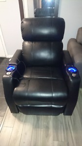 Black leather home theater chair.