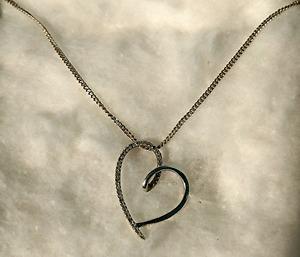 Genuine Sterling Silver Diamond Heart Necklace