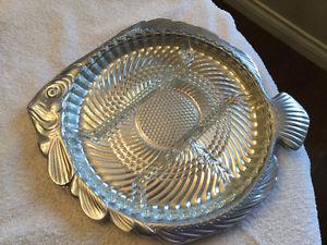 Pewter fish shaped serving dish