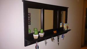 Wood framed mirror / shelf / keyring holder for hallway