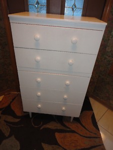 's White Painted Retro Dresser & Midcentury End Table