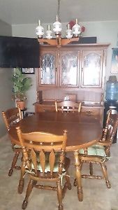 ALL Wood Hutch,Dining room table,4 wood chairs, & Ceiling