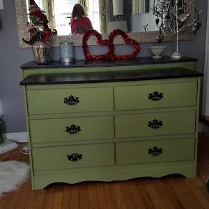 Antique lime green dresser/ display table