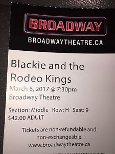 Blackie & the Rodeo Kings - 2 tickets