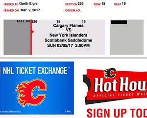 Calgary Flames Tickets (2) March 5th CENTRE ICE