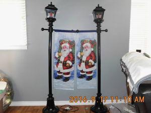 Christmas Plug in lanterns w/ Santa flag indoor/outdoor (2)