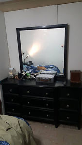 Dresser and mirror and two identical nightstands