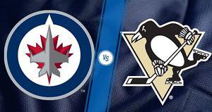 Jets vs Penguins See Crosby 2nd row from Ice 2 or 4 seats