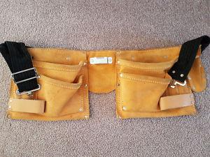Large suede leather tool pouch