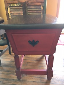 Lovely red end table with drawer..