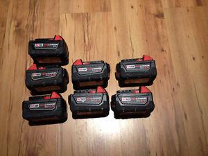 Milwaukee batteries 18V 4A and 5A $60 each or seven for $360