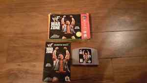 N64 wf war zone wrestling video game with box