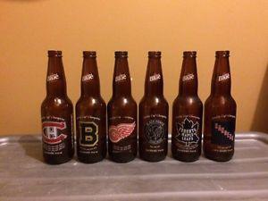 Orginal six NHL beer bottles