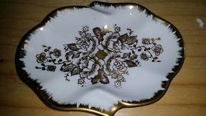 Porcelaine De France Hand Painted Gold Rose Tray