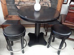 Round Pub Table with Two Bar Stools