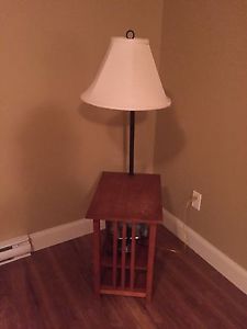 Side table with built in lamp