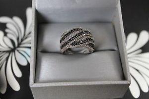 Sterling Silver White and Black Diamond Ring