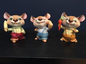 Three Vintage Homco Mice set