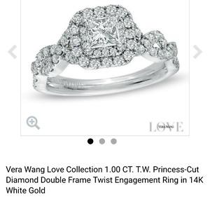 Vera wang 1 ct princess cut engagement ring