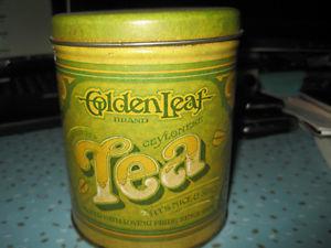 Vintage Ballonoff Tin Canister, Golden Leaf Tea