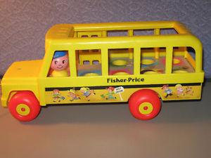 Vintage Fisher Price Toys Phone School Bus Ring Stacker