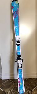 Youth skis and boots, poles, helmet