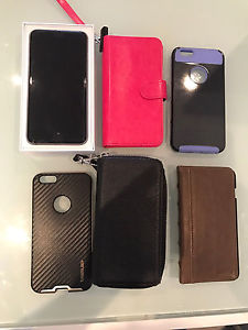 iPhone 6plus 64gb with screen protector and 5 cases