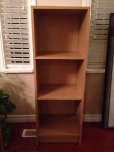 2x BEECH BOOKCASE WITH ADJUSTABLE SHELVES