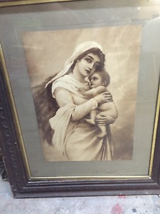 Antique " Madonna and Baby Picture "(over 100 years old)