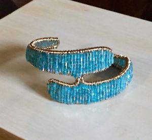Blue Bead/Wire Bracelet - Locally Made!
