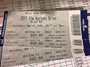 Brier  tickets - Draw 4 for sale (Sunday March 5 - 3 pm)