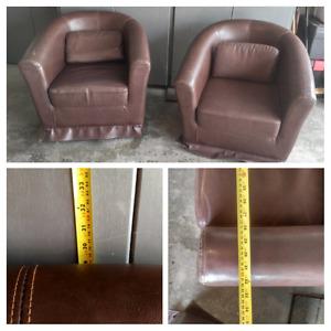 Brown Pleather Club Chairs, in great conditon