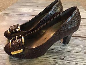 Brown leather heels