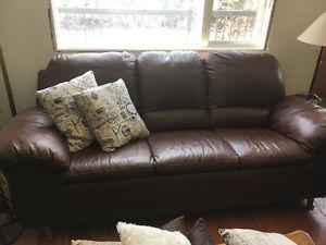 Brown leather sofa set