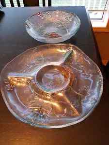 Crystal bowl and chip platter