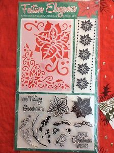 Festive Elegance embossing folder, stencil & stamp set