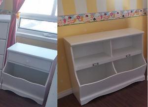 Girls/Boys White Bedroom Set: Bookcase/Toy Storage + Night