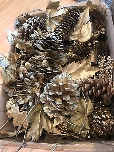 Gold leaf pinecone rustic wedding party decor photo backdrop