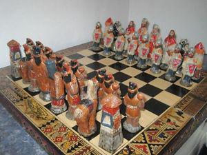 Handcrafted Mayan vs Aztec Warriors Custom Chess Set