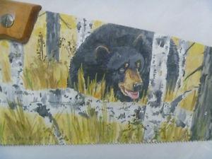 Handpainted OLD SAW With A Black Bear On It
