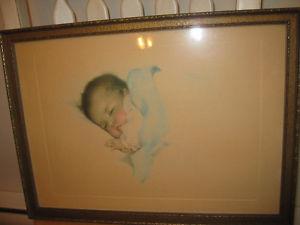 Infant baby water color picture.
