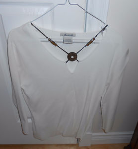 Jessica White Sweater with Attached Neck Jewelry Never Worn