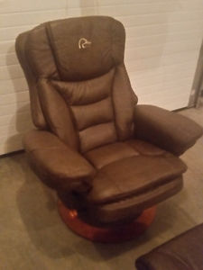 Leather recliner with footstool