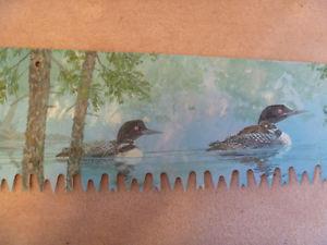 Long OLD SAW With LOONS Painted On It