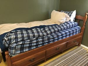Maple Twin Bed and Desk Set