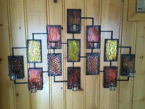 Metal wall art withe candle holders