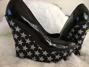 New Sequinned star shaped wedges Sz 8.5