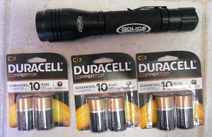 Police Security LED Flashlight with Bonus Duracell C