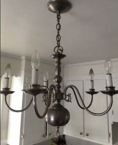 Silver Light Fixture (5 light candle style chandelier)